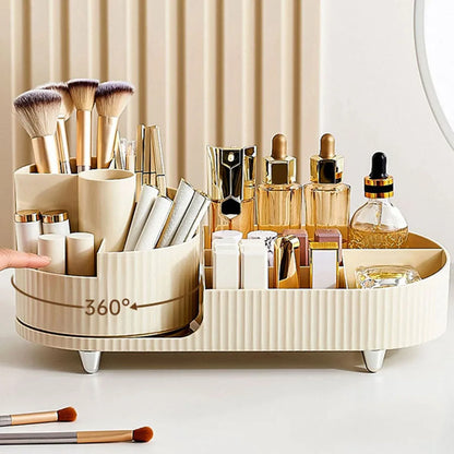 Premium Cosmetic Storage with Compact Rotating Tray