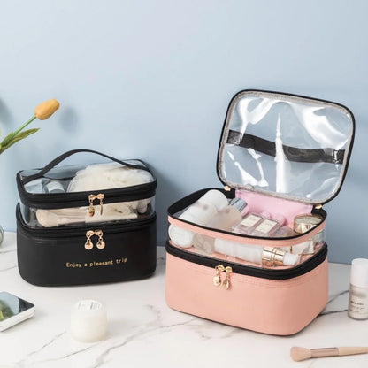 Spacious Double Layer Travel Makeup Bag