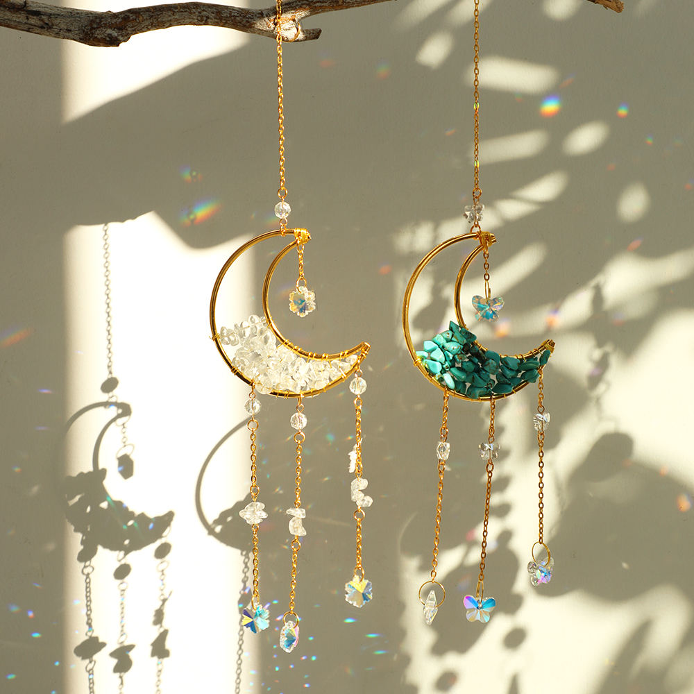 Sparkling Glass Moon Wall Decoration