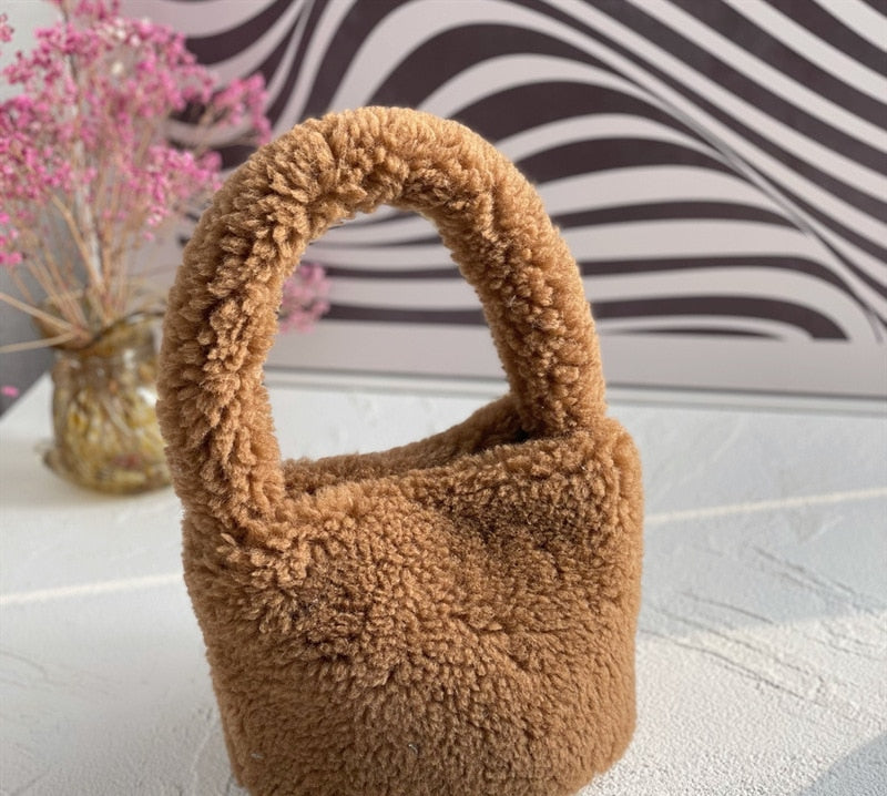 Soft Mini Plush Bucket Handbag