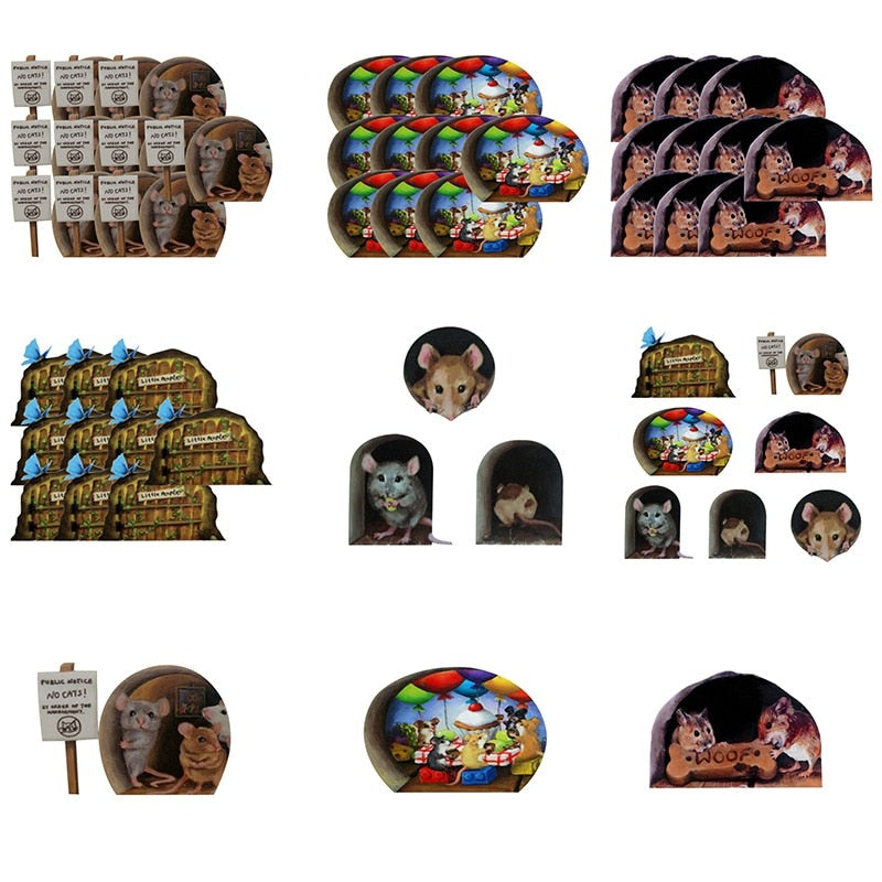 Funny Mouse Hole Wall Decals