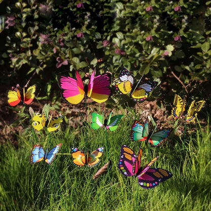 Vibrant Outdoor Butterfly Yard Stakes Set of 10