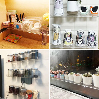 Clear Glass Wall Mount Shelf for Home Decor