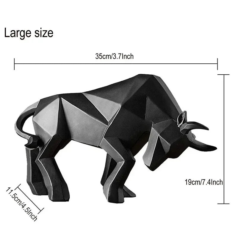 Stylish Bull Figurine Modern Resin Decor 35cm