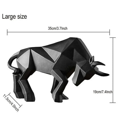Stylish Bull Figurine Modern Resin Decor 35cm