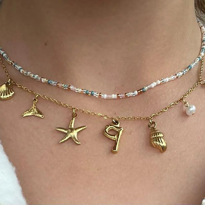 Customized Seashell Monogram Pendant Necklace - Befez