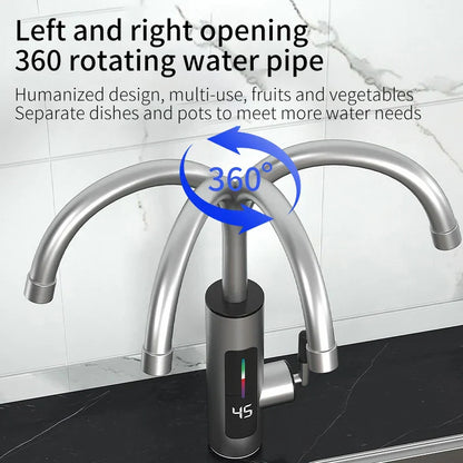 Instant Hot Water Faucet, 3000W Stainless Steel Kitchen Tap