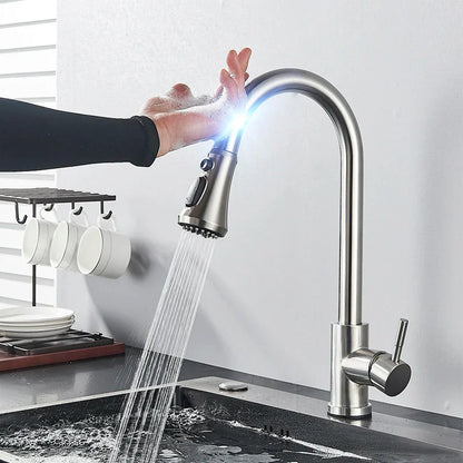 Modern Hands-Free Kitchen Faucet with Sensor Tap