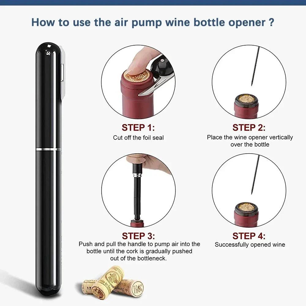 Easy Wine Bottle Opener with Air Pump Cork Remover