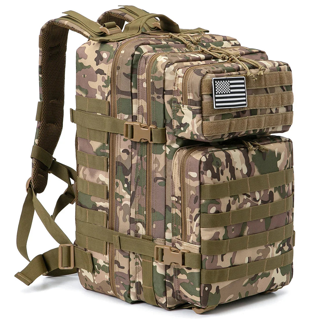 Durable 45L Tactical Backpack with Molle System - Khaki