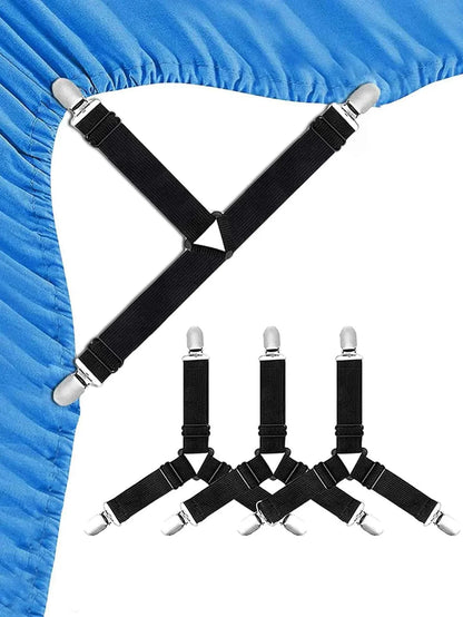 Easy Fit Bed Sheet Straps 4-Pack Adjustable Holders