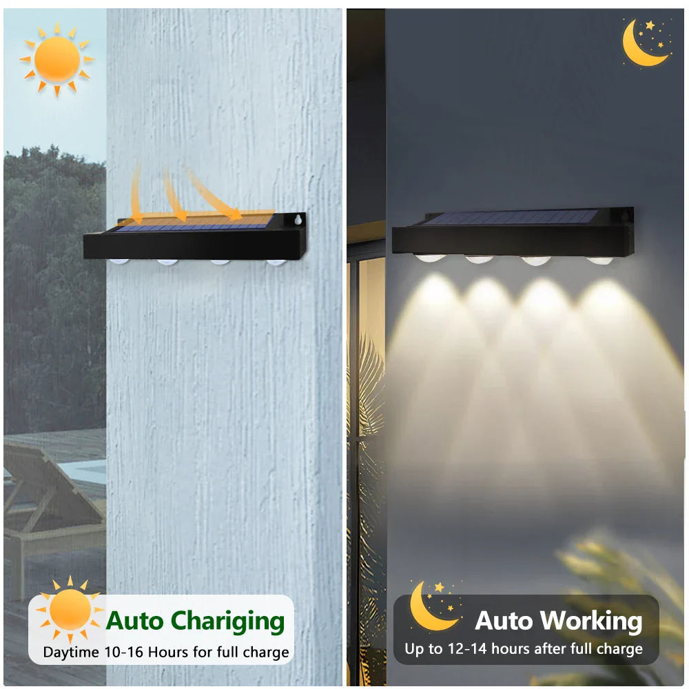 Bright Solar Powered Garden Fence Lights 4-Pack