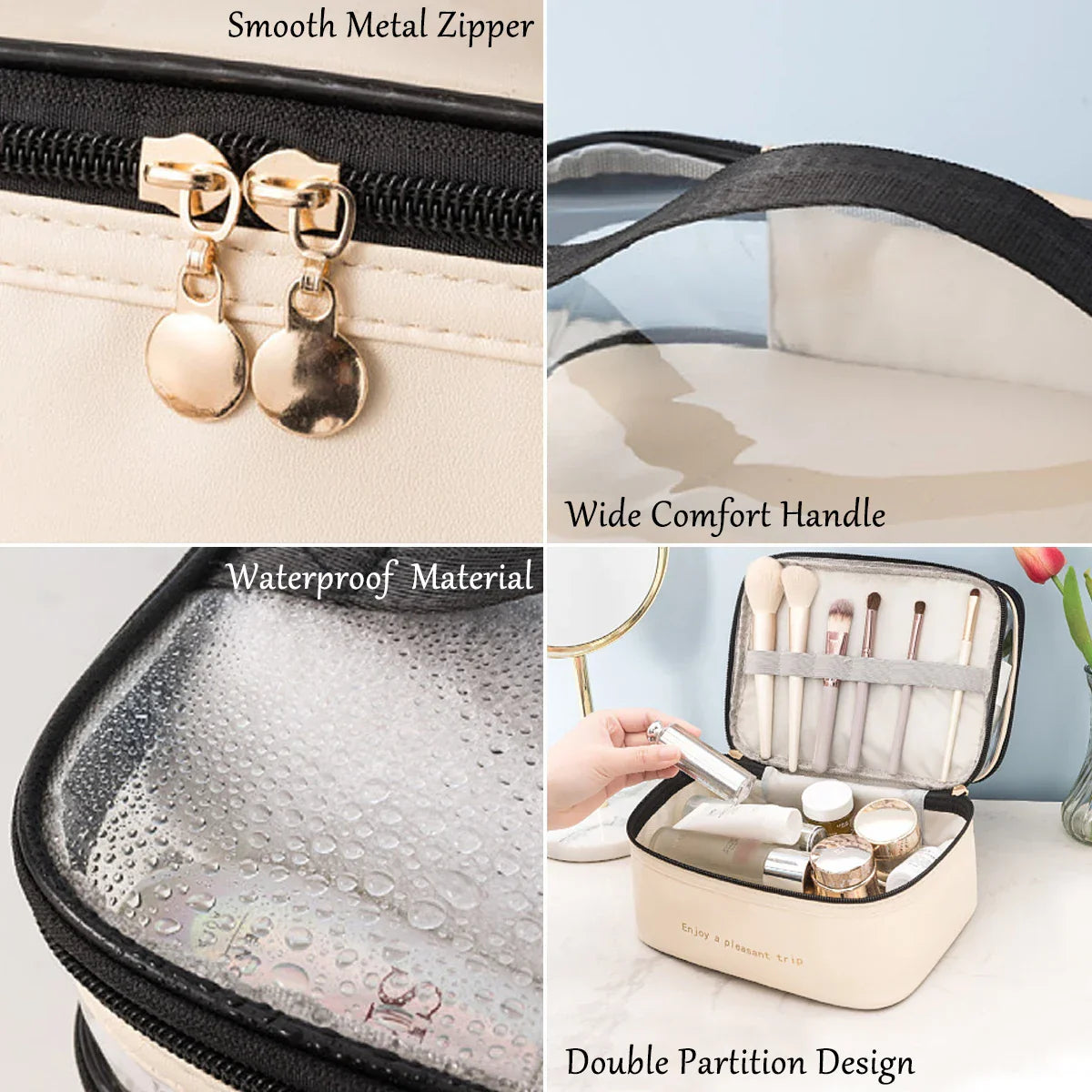Spacious Double Layer Travel Makeup Bag