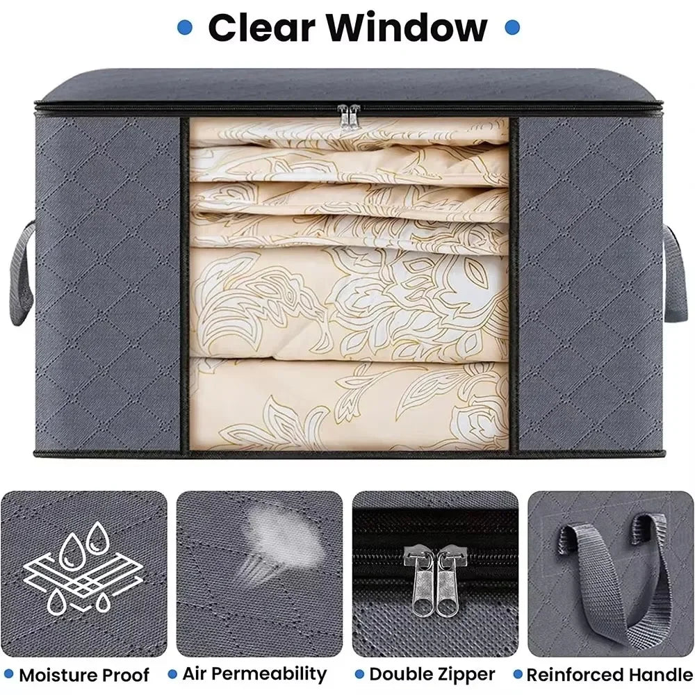 Collapsible Closet Storage Bag for Blankets & Clothes