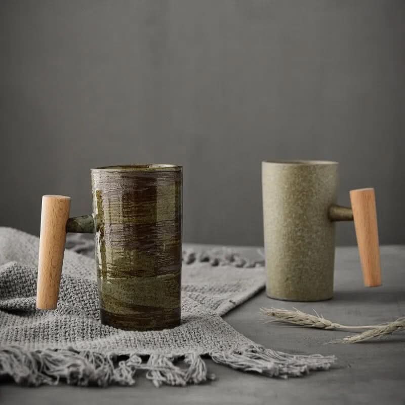 Unique Wooden Handle Coffee Mug