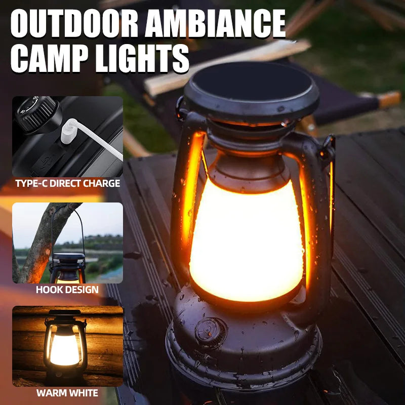 Vintage Style LED Lantern Table Light with Remote