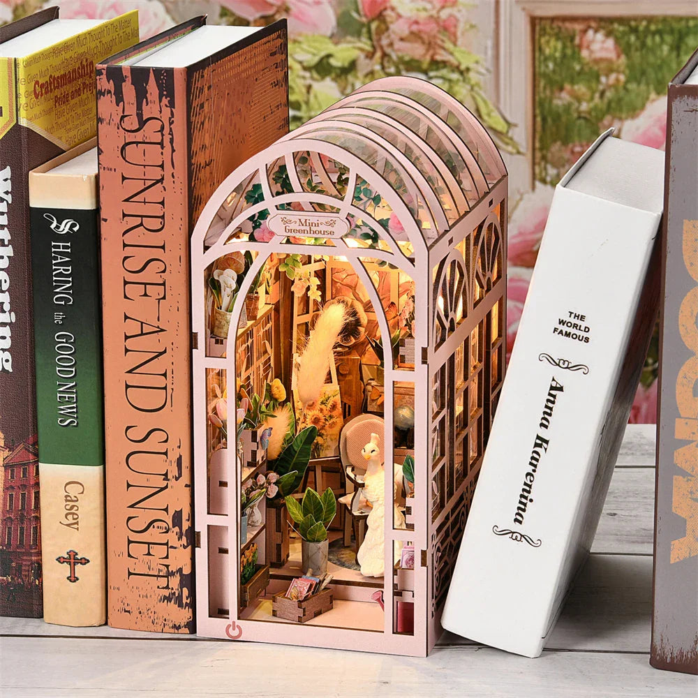 Cozy Mini Coffee Shop Bookshelf Kit with LED Lights
