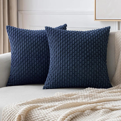 Cozy Striped Velvet Cushion in Modern Bohemian Style