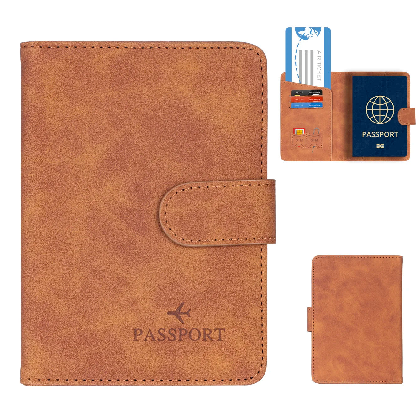 Premium RFID Passport Holder in Genuine Leather Style
