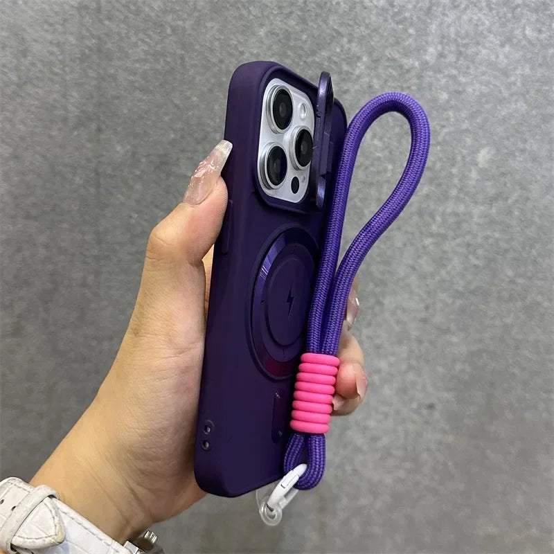 Slim Magnetic iPhone Lens Case with Soft Wrist Strap