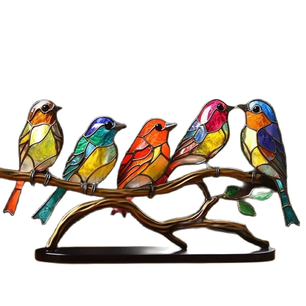 Vibrant Bird Branch Home Decor Figurine