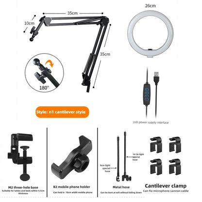 Portable LED Ring Light with Adjustable Arm