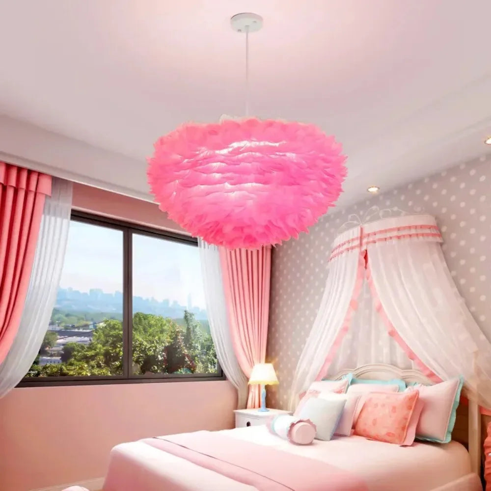 Simple Nordic Feather Drop Light with LED