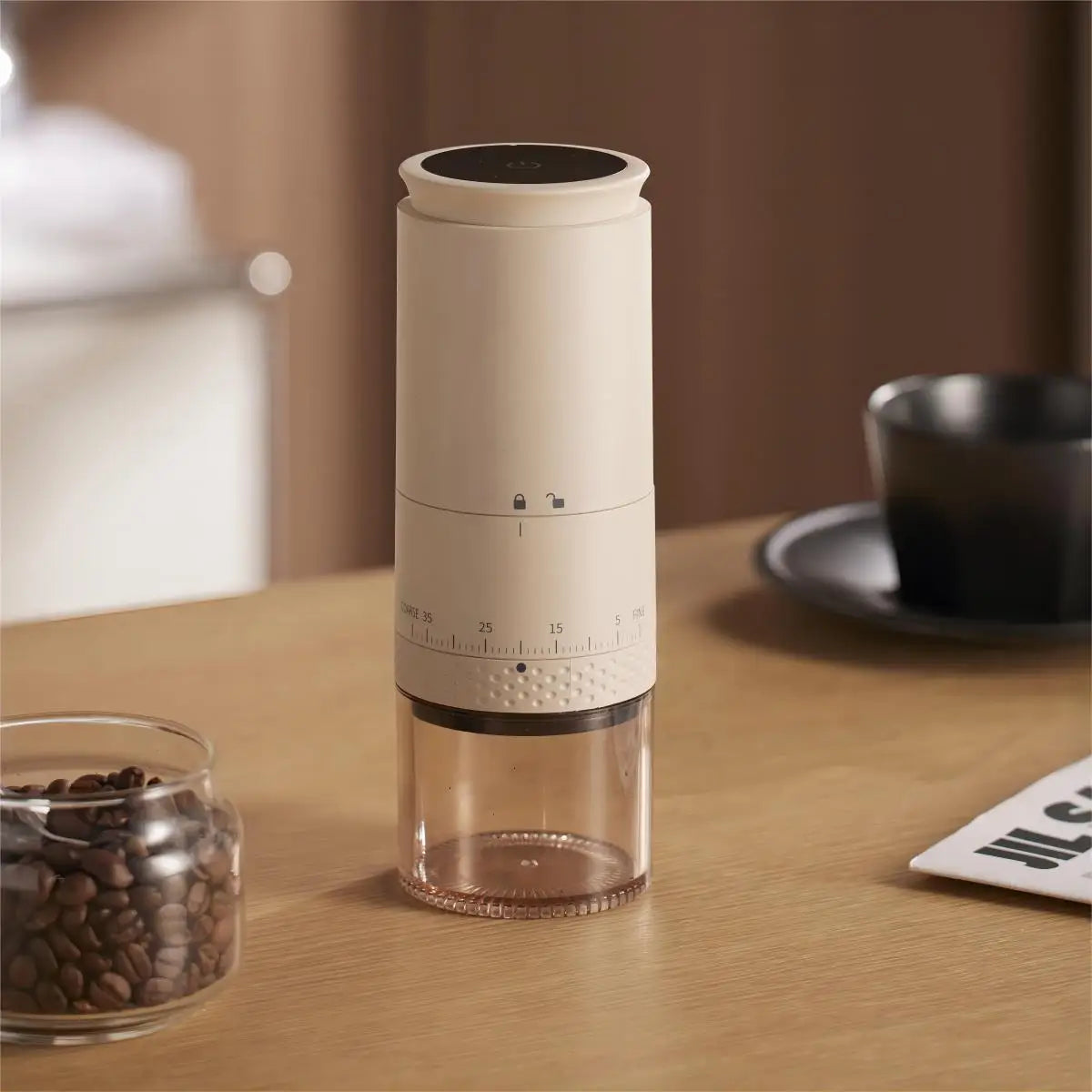 Compact Electric Coffee Grinder - Rechargeable Burr Mill
