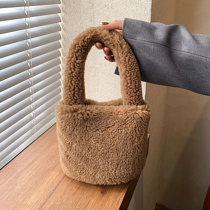 Soft Mini Plush Bucket Handbag