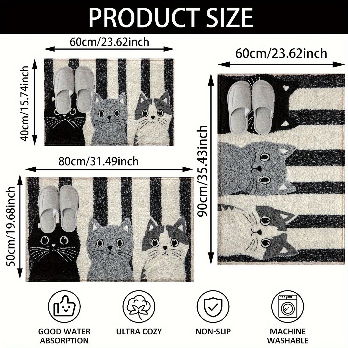 Comfy Cat Theme Rug | Waterproof Non Slip Mat