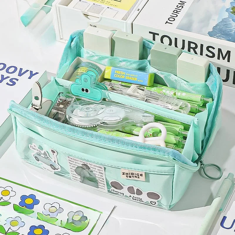 Clear Pencil Case with 10 Compartments & Large Storage