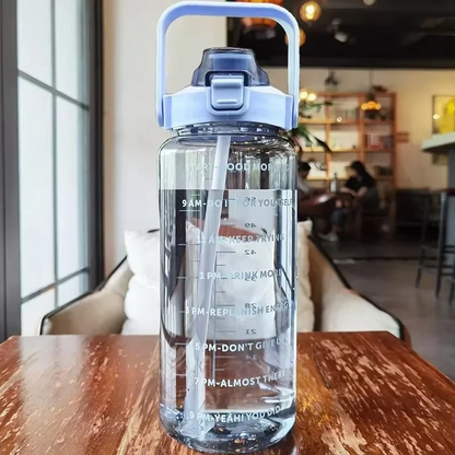 Big 68oz Insulated Gym Water Bottle with Straw and Timer