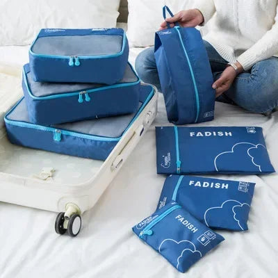 Compact Travel Bag Set 7-Piece Waterproof Luggage Organizer