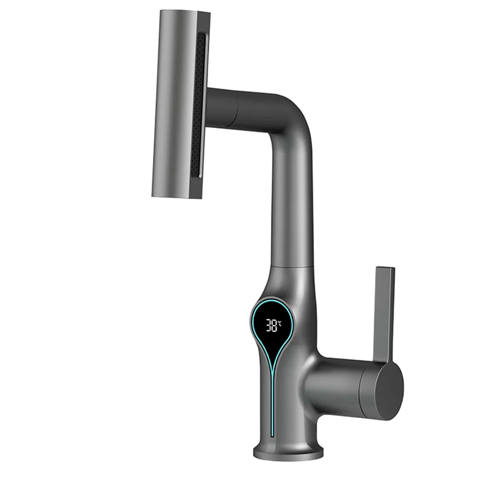 Modern Faucet with LED Temperature Control and Spray Nozzle