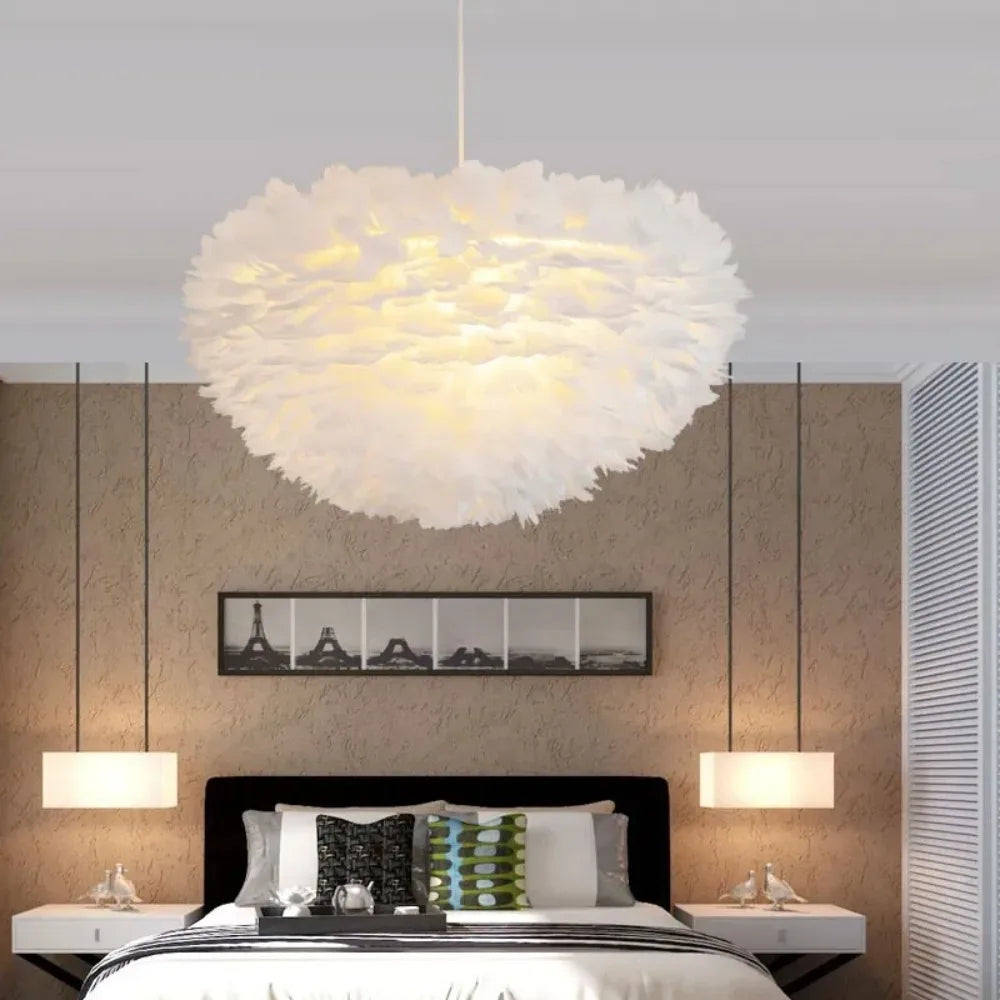 Simple Nordic Feather Drop Light with LED