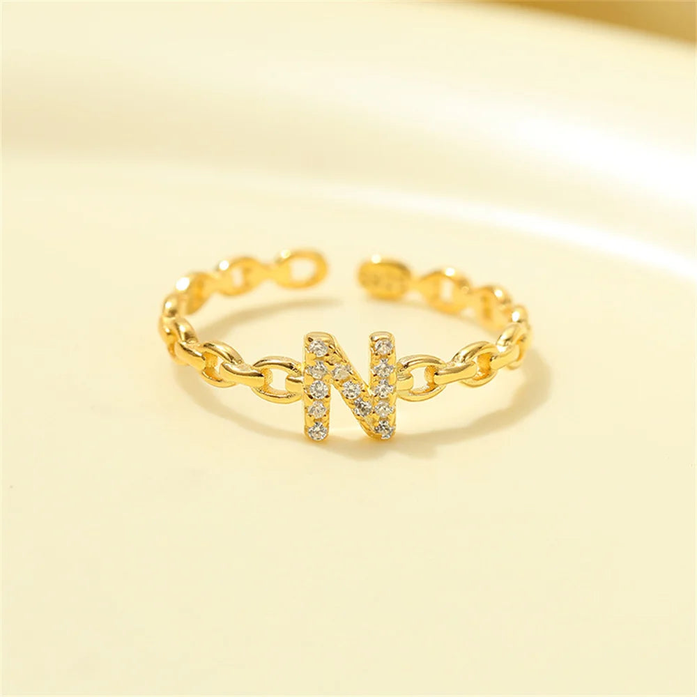 Delicate Diamond Initial Letter Ring