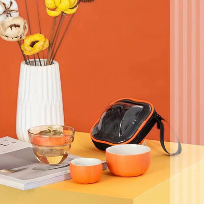 Small Ceramic Pumpkin Tea Pot Set