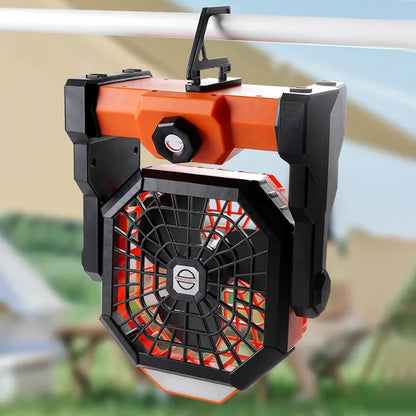 Portable Outdoor Fan with LED Light & USB Charging