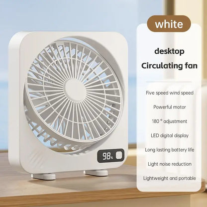 Compact USB Office Fan with 5-Speed Digital Control