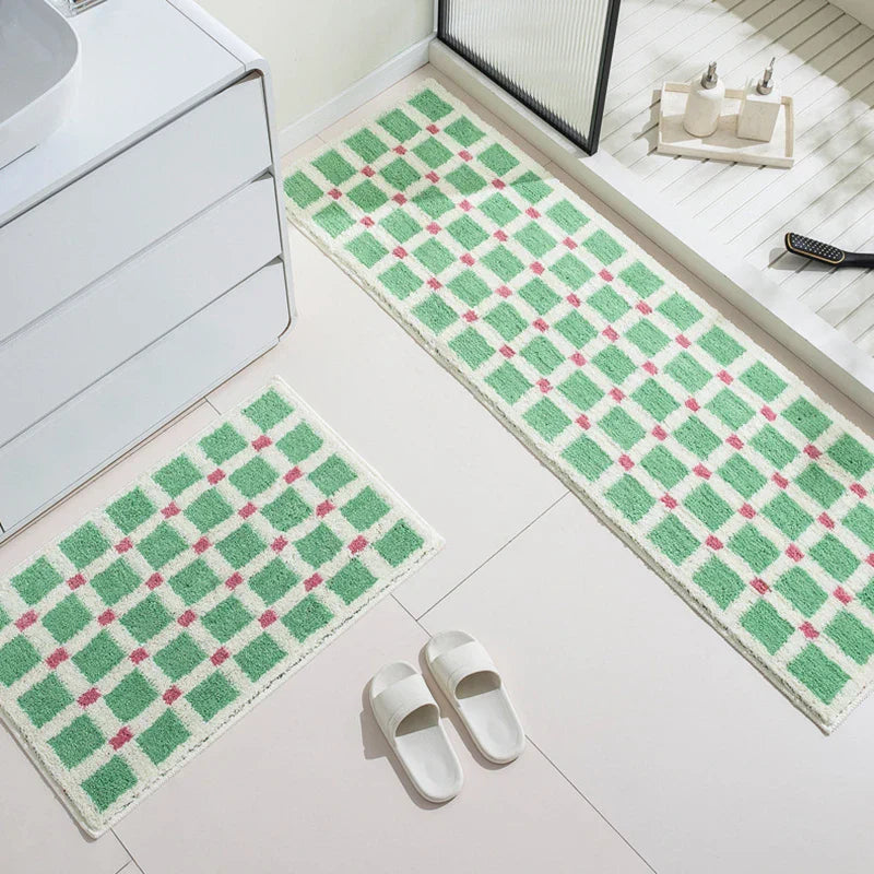 Soft Plush Grid Bathroom Rug