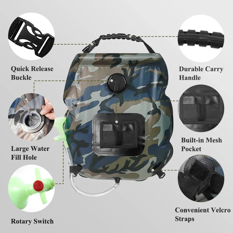 Portable Solar Powered Shower Kit 20L