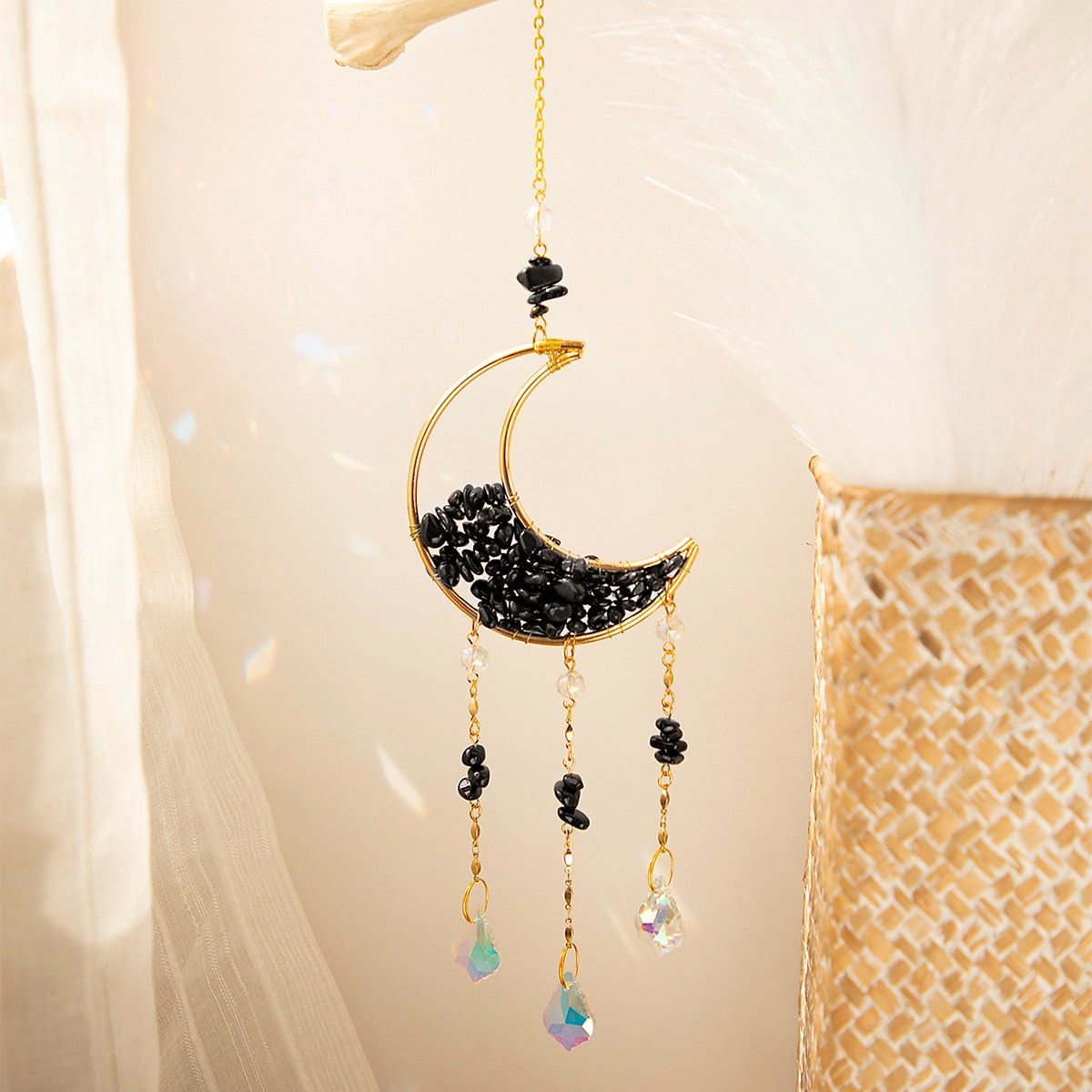 Sparkling Glass Moon Wall Decoration
