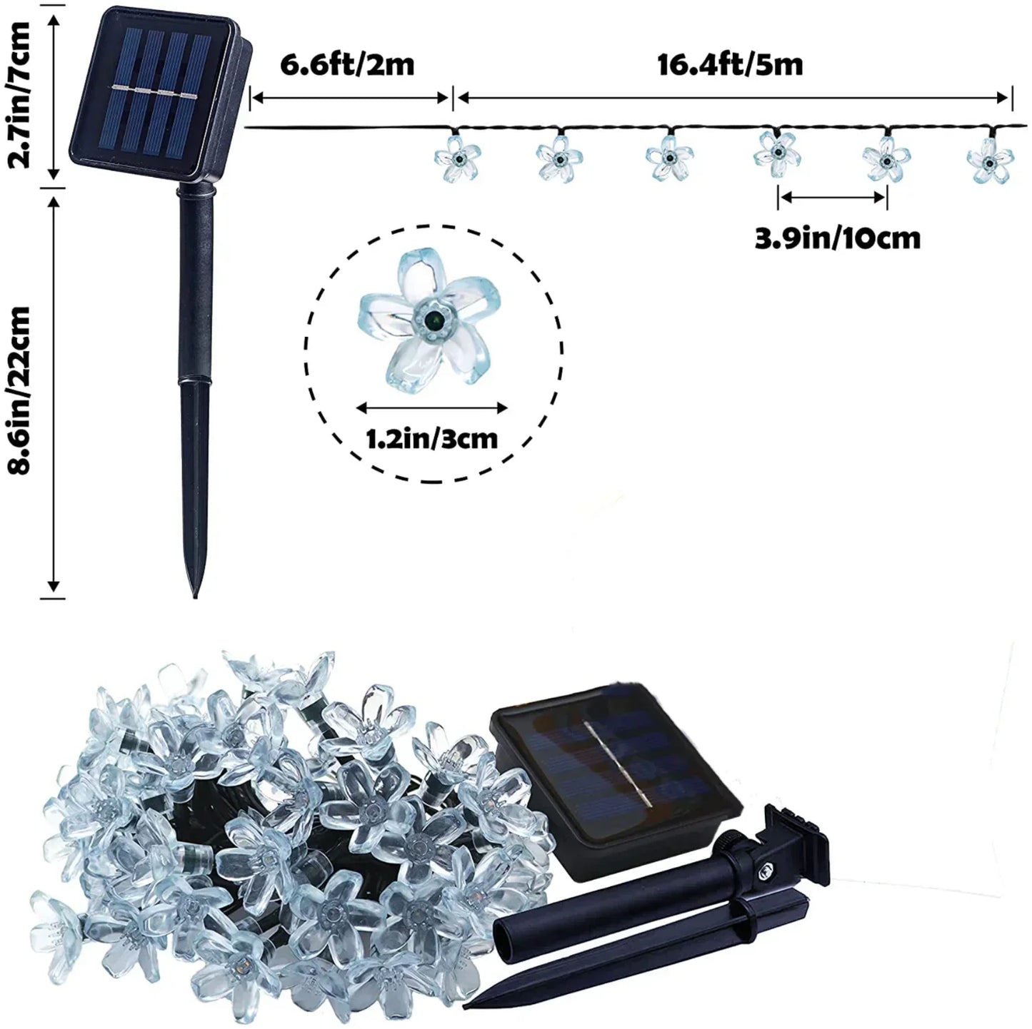 Outdoor Solar Fairy Lights Warm White 8 Modes