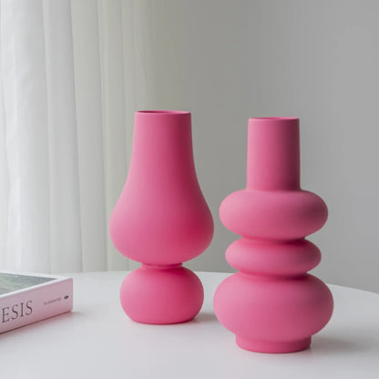 Bright Red Porcelain Flower Vase