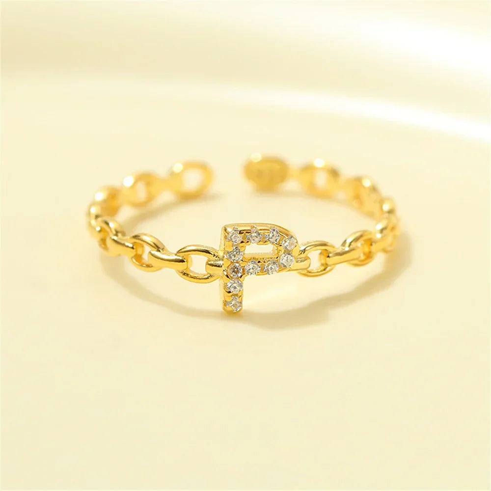 Delicate Diamond Initial Letter Ring