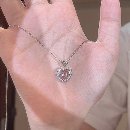 Sparkling Heart Shaped Crystal Necklace