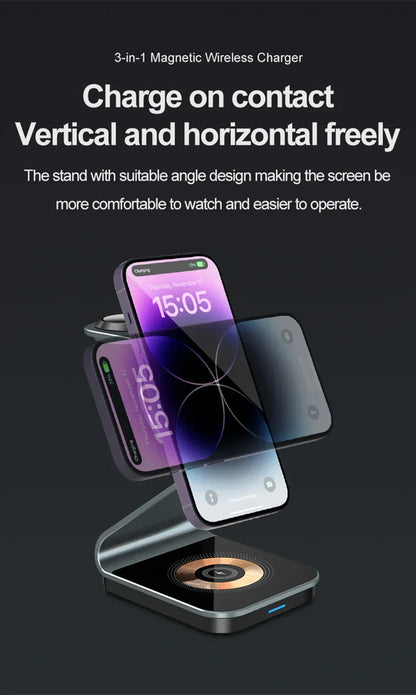 Compact 3-in-1 Wireless Charging Pad