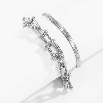 Elegant 2 Piece Bracelet Set in Gold or Silver