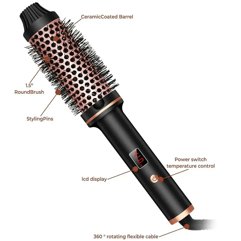 Befez | 3-in-1 Hair Straightener and Curling Iron | Straight, Wave, Volume | Heat Protect Brush