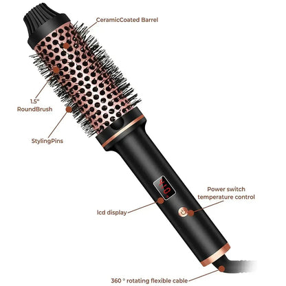 Befez | 3-in-1 Hair Straightener and Curling Iron | Straight, Wave, Volume | Heat Protect Brush